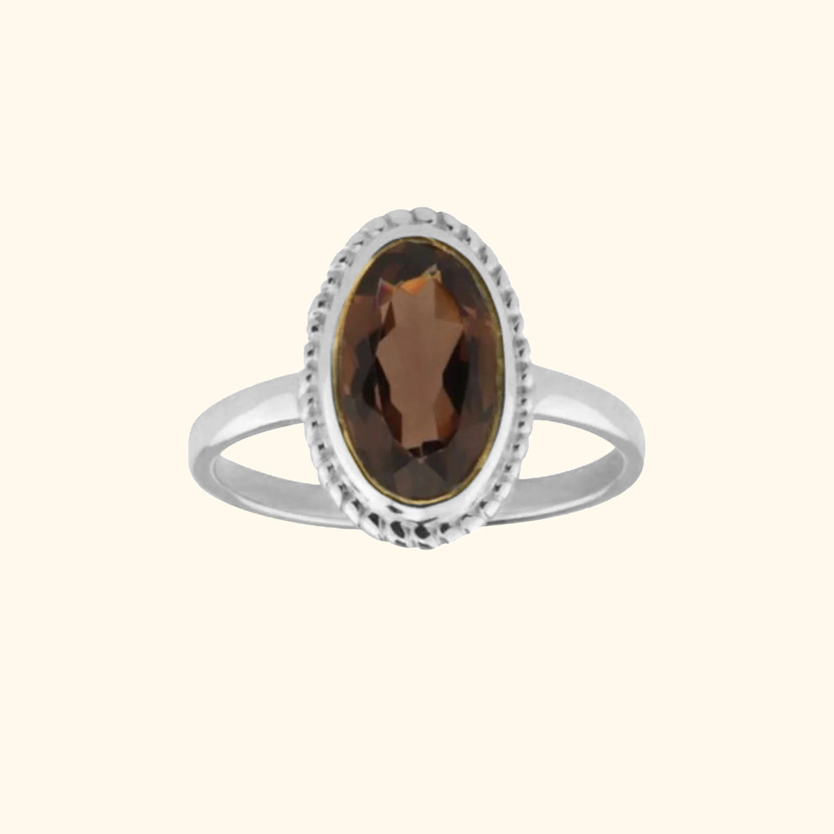 Vintage Luna Smoky Quartz ring silver