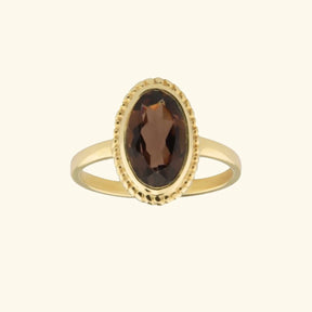 Vintage Luna Smoky Quartz | 14K Gold