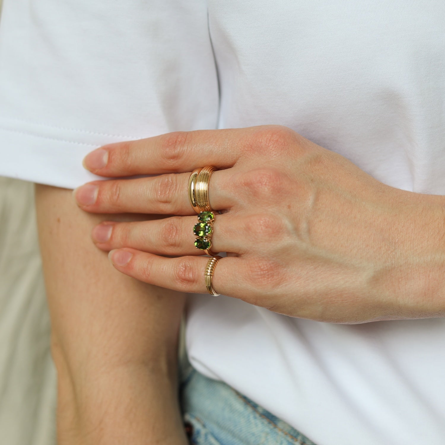 Tourmaline trio ring | 9K